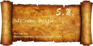 Sándor Milla névjegykártya