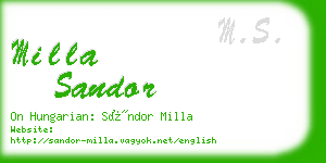 milla sandor business card